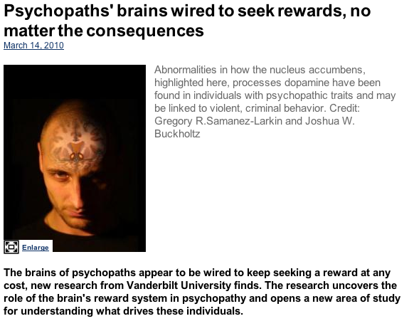 psychopath’s reward